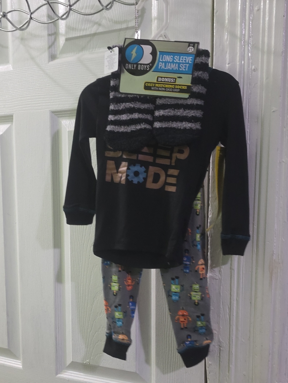 Black "Sleep Mode" Long Sleeve Pajama Top - Black